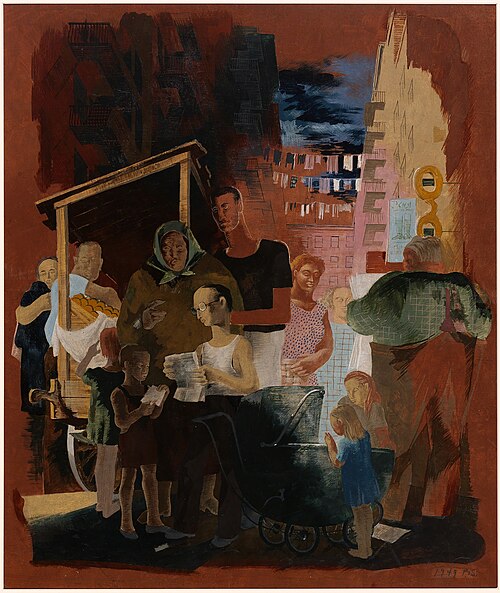 Scenes of New York--Lower East Side (mural study, Madison Square Postal Station, New York City), 1937, Kindred McLeary