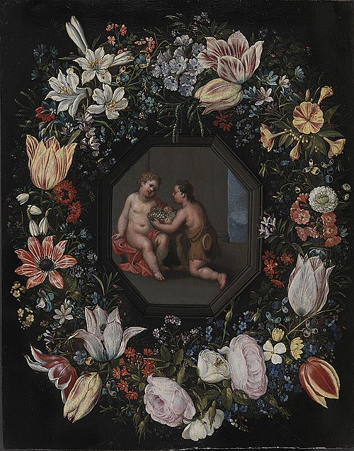 Blomsterkrans med Jesus og Johannes, 1611, Hendrick van Balen