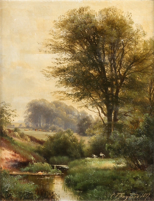 Landscape at a stream., 1887, Carl Frederic Aagaard