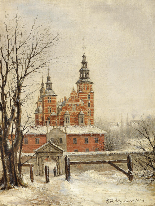 Rosenborg Castle in winter., 1853, Carl Frederic Aagaard
