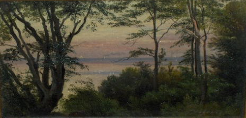 Coastal woodland at evening., 1878, Carl Frederic Aagaard