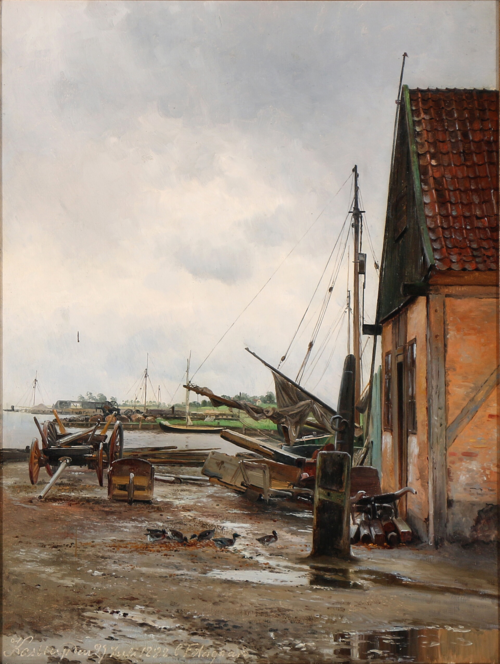 After the rain, harbour view from Kastrup, Denmark, 1888, Carl Frederic Aagaard