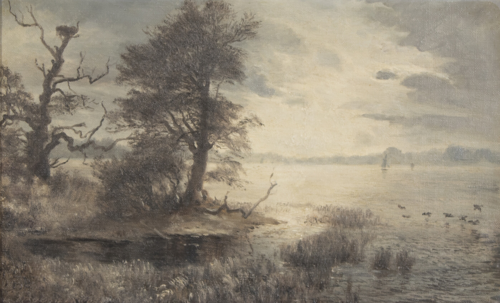 Winter landscape from a lakeshore, 1890, Carl Frederic Aagaard