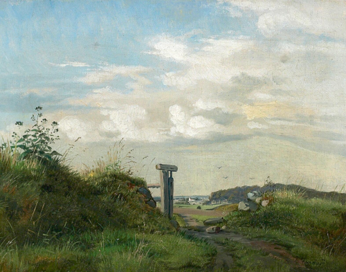 A landscape scenery with a view of fields., 1873, Carl Frederic Aagaard