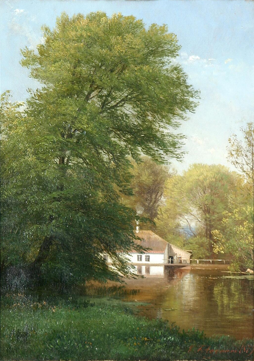 A landscape from Hammer Mill in Hellebæk., 1879, Carl Frederic Aagaard