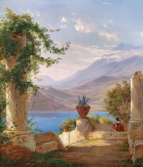 A terrace with a view of the Gulf of Naples., 1876, Carl Frederic Aagaard