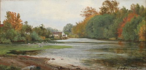 A grey day at Bagerdammen near Hellebæk., 1873, Carl Frederic Aagaard