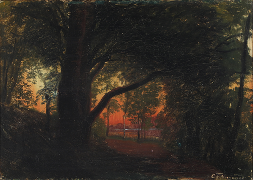 Sunset over Dyrehaven., 1873, Carl Frederic Aagaard