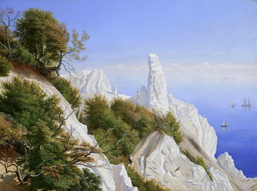 View of Sommerspiret at the Cliffs of Møn on a summer's day., 1873, Carl Frederic Aagaard