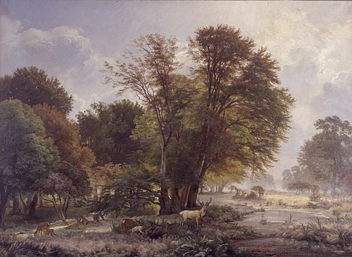 Efterårsmorgen i Jægersborg Dyrehave, 1866, Carl Frederic Aagaard