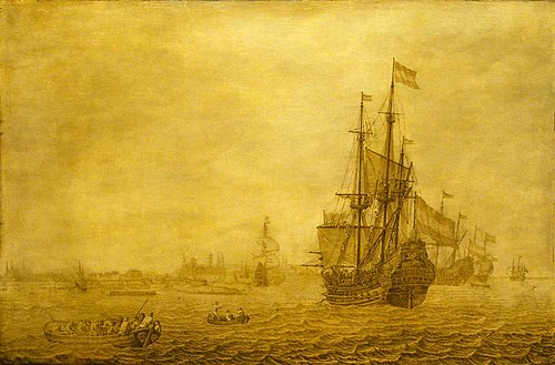 The Dutch ship Eendracht at anchor, , Heerman Witmont