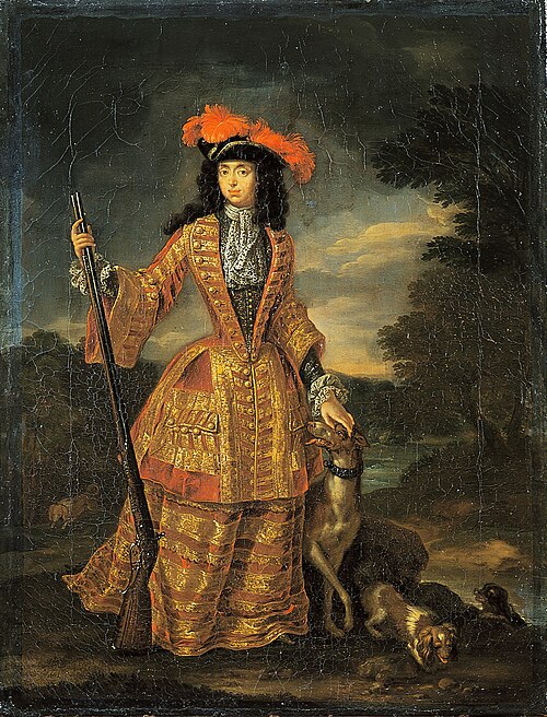 Portrait of Anna Maria Luisa de' Medici in hunting dress, 1700, Jan Frans van Douven