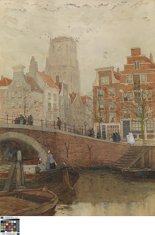 Noord-Nederlands stadsgezicht, 1858, Henri Cassiers