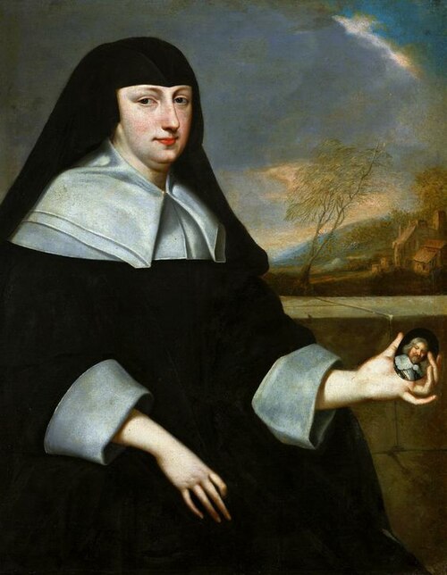Portrait d'une veuve avec miniature de son mari., 1640, Henri et Charles Beaubrun