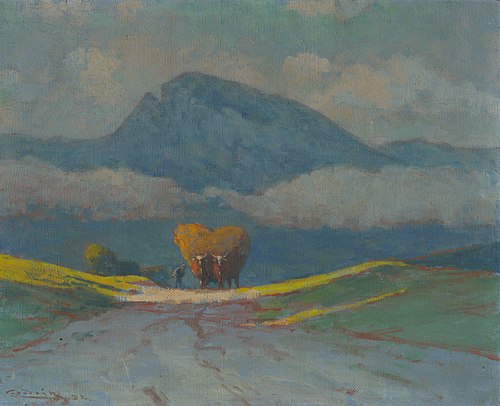 Zvážanie sena, 1910, Lajos Csordák