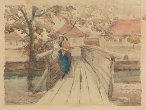 Drevený most, 1915, Lajos Csordák