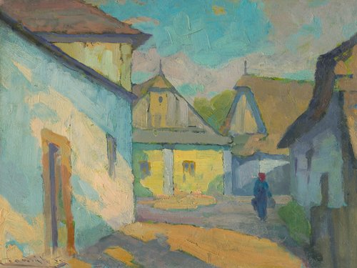 Motív z východoslovenskej dediny, 1925, Lajos Csordák