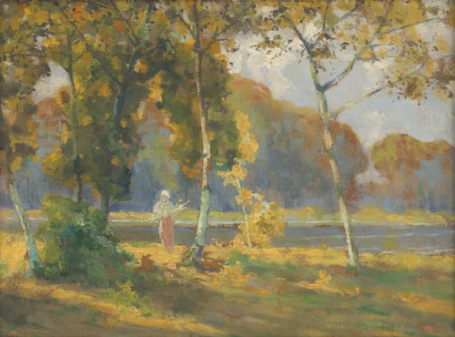 Letná krajina s brezami, 1915, Lajos Csordák
