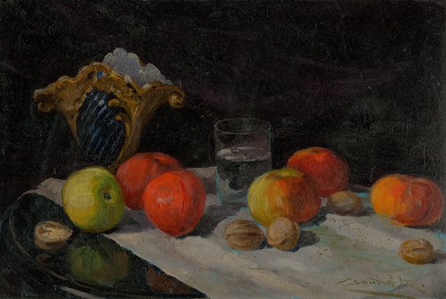 Zátišie s jablkami, 1927, Lajos Csordák
