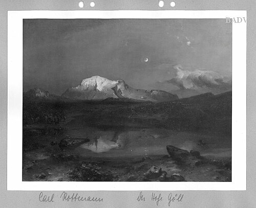 The Hofe Göll at sunset, 1848, Carl Rottmann