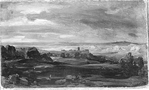 Abendlandschaft mit Burgruine (Nachfolger), 1865, Carl Rottmann