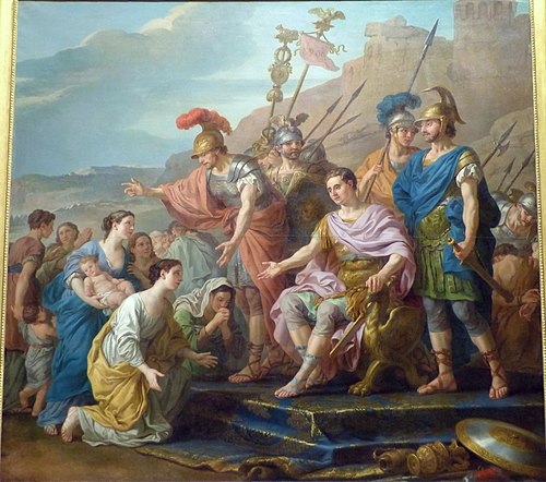 La famille de Coriolan venant le fléchir et le détourner d'assiéger Rome, 1771, Joseph-Marie Vien