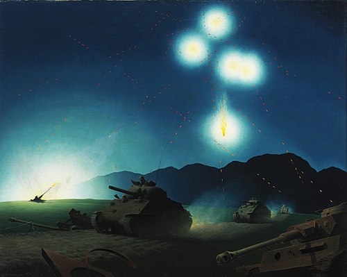 NIGHT AIR ATTACK BEFORE THE HITLER LINE, 1945, Lawren Phillips Harris