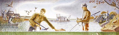 Conservation of Wildlife (mural study, Emmetsburg, Iowa Post Office), 1939, Lee Allen
