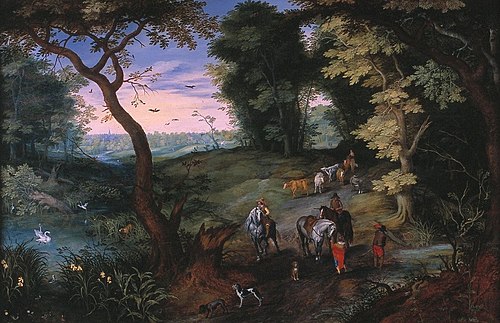 Landschap met ruiters en vee, 1620, Abraham Govaerts