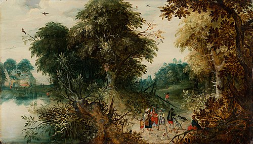 Forest View with Travellers, 1620, Abraham Govaerts
