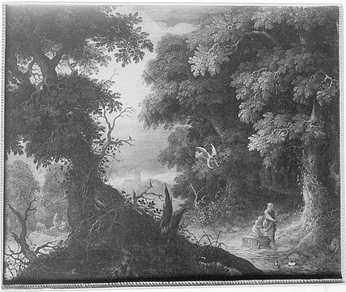 Wooded landscape with the sacrifice of Isaac (Genesis 22), 1607, Abraham Govaerts
