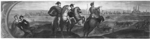 panorama of a town u. riders, , Palma le Jeune
