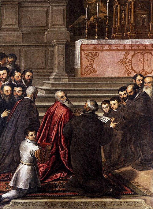 Pasquale Cicogna in the Church of the Crociferi Receives News of His Election to the Dogeship, 1577, Palma le Jeune