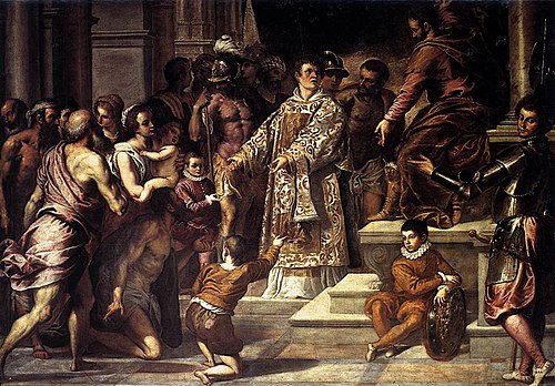 St Lawrence Giving the Wealth to the Poor, 1581, Palma le Jeune