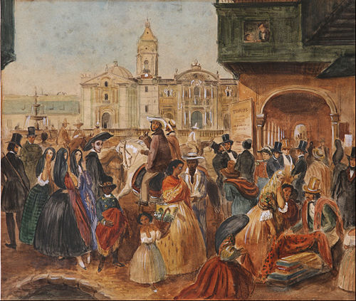 Study for Lima’s Main Square, 1843, Johann Moritz Rugendas