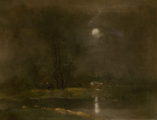 Večerná krajina pri jazere, 1890, László Mednyánszky
