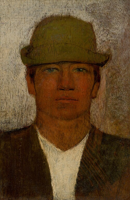 Head of Young Man in a Green Hat, 1895, László Mednyánszky