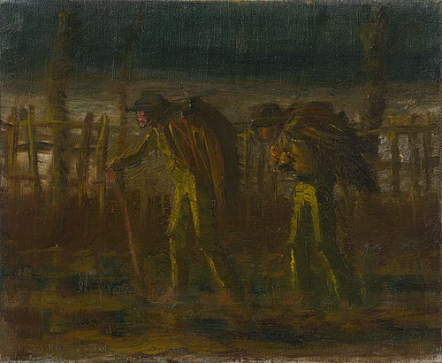 Night Vagrants with Backpack, 1911, László Mednyánszky