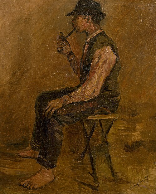 Study of a Seated Man with a Pipe, 1908, László Mednyánszky