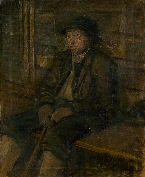 Young Shepherd Sitting, 1908, László Mednyánszky