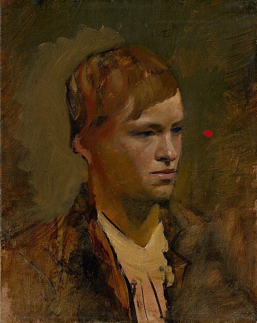 Fair-Headed Boy with Red Point in the Background, 1895, László Mednyánszky