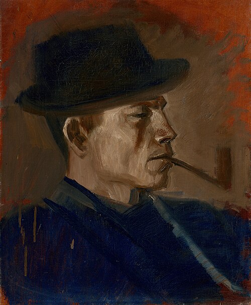 Man in Blue Smoking, 1880, László Mednyánszky