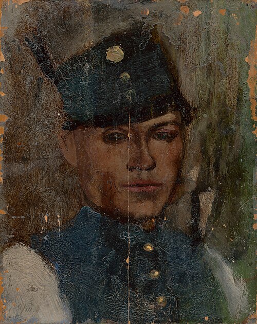 Štúdia hlavy vojaka, 1905, László Mednyánszky