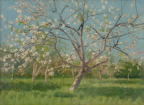 Study of Blooming Trees in an Orchard, 1900, László Mednyánszky