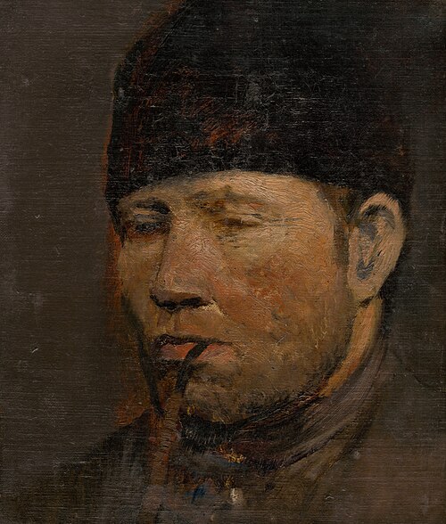 Head Study of a Peasant with a Pipe, 1880, László Mednyánszky