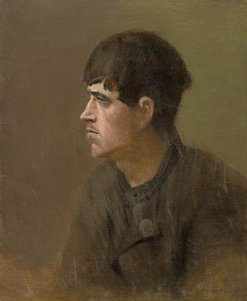 Half-Figure of a Young Man from Profile, 1880, László Mednyánszky