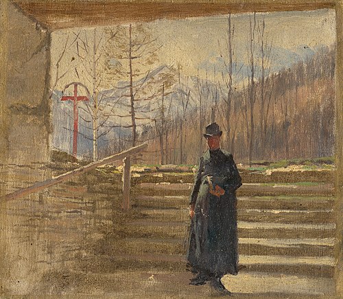 Study of Walking Priest, 1880, László Mednyánszky