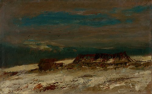 Hamlet in a Winter Landscape, 1890, László Mednyánszky