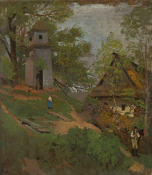 Wooden Belfry, 1873, László Mednyánszky