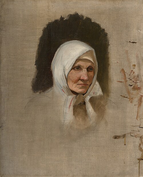 Village Woman in a White Scarf, 1895, László Mednyánszky